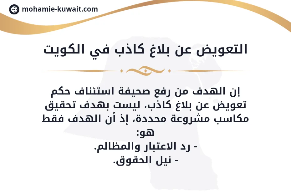 صحيفة استئناف حكم تعويض عن بلاغ كاذب في الكويت