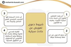 شروط دعوى تعويض عن حادث سيارة