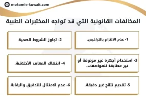 المخالفات القانونية التي قد تواجه المختبرات الطبية
