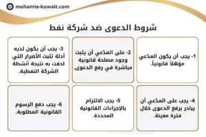 شروط الدعوى ضد شركة نفط