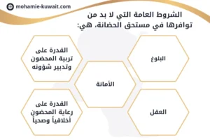 الشروط العامة التي لا بد من توافرها في مستحق الحضانة