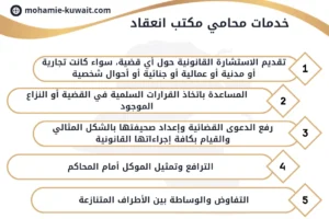 خدمات محامي مكتب انعقاد