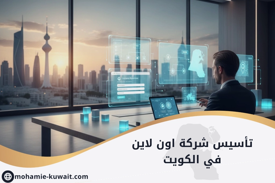 تأسيس شركة اون لاين في الكويت: شاشات وأجهزة تعرض نماذج تسجيل إلكترونية وخطوات التأسيس عبر الإنترنت