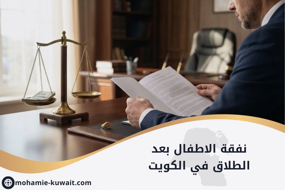 نفقة الأولاد بعد الطلاق في الكويت: ميزان العدالة وأوراق قانونية على مكتب محاماة