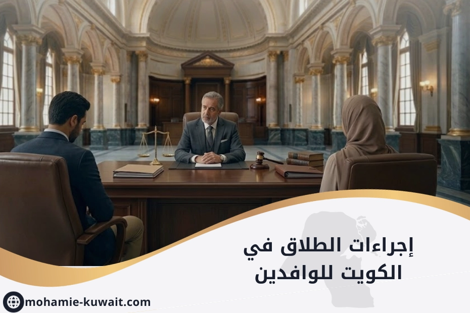 إجراءات الطلاق في الكويت للوافدين داخل مكتب محامي بحضور زوج وزوجة